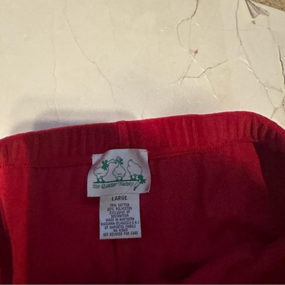 Quacker Factory VTG Velour Red Elastic Waist XL  Bottoms